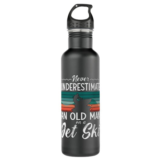 Jet Ski unterschätzt nie einen alten Mann Jet Ski Edelstahlflasche (Vorderseite)