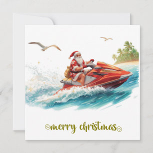 Jet-Ski-Weihnachtsfeier mit dem Weihnachtsmann Feiertagskarte