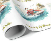 Jet-Ski-Weihnachtsfeier mit dem Weihnachtsmann Geschenkpapier (Rolleneckpunkt)