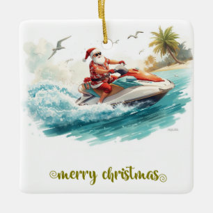 Jet-Ski-Weihnachtsfeier mit dem Weihnachtsmann Keramikornament