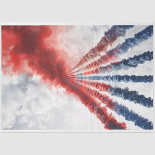 Jet Smoke Trails Red White Blue Decoupage Seidenpapier (Vorderseite)