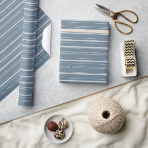 Jet Stream Streifen Colonial Blau Geschenkpapier
