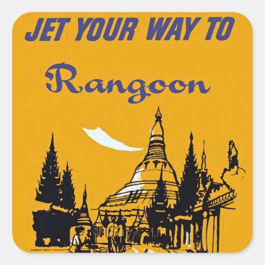 Jet Your Way to Rangoon Quadratischer Aufkleber (Vorderseite)