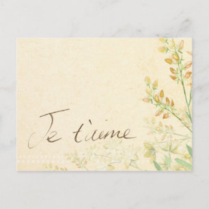 'Jet'aime' - Französische viktorianische Blumenmus Postkarte