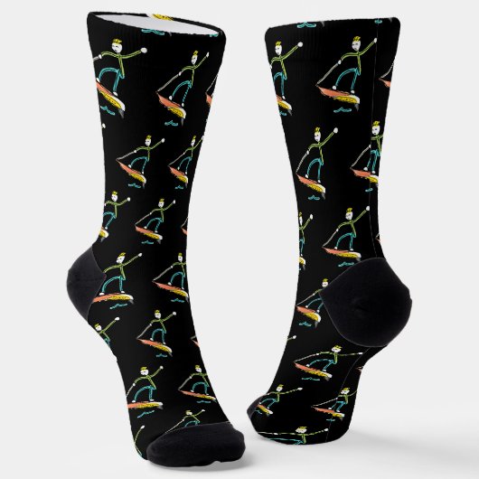 Jetboard-Strichmännchen Socken (Gewinkelt)