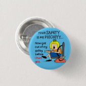 Jetlagged Comic | Ihr Sicherheits-runder Knopf Button (Vorne & Hinten)