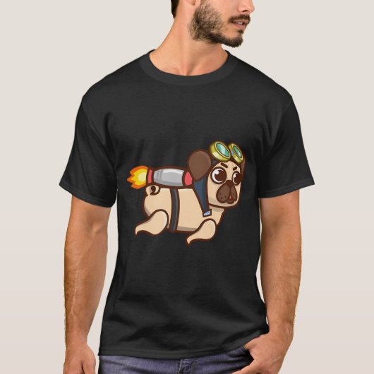 Jetpack-Abenteuer-Mops' T-Shirt (Vorderseite)