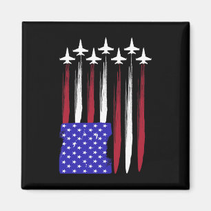 Jets 4th July Patriotic Red White Blue Usa Flag Magnet