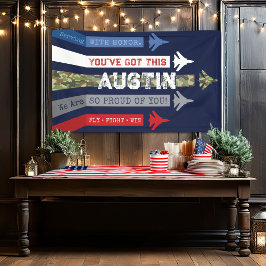 Jets der militärischen Luftwaffe gehen weg vom Par Banner