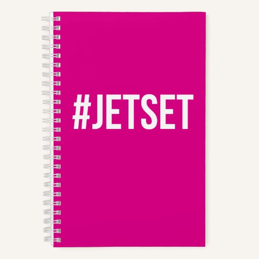 "#JETSET" Rosa Reisejournal Notizblock (Vorderseite)