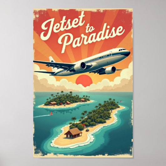 Jetset to Paradise – Vintage 60s Tropical Flight Poster (Vorne)