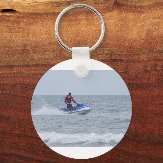 Jetski am Strand Schlüsselanhänger (Vorderseite)