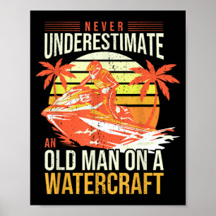 Jetski fahrender Vater Wasserfahrzeug Fahrer alter Poster