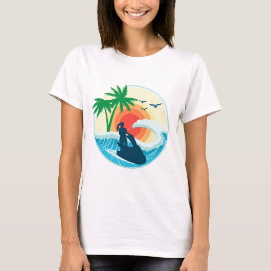 Jetski und Wellen T-Shirt (Vorderseite)