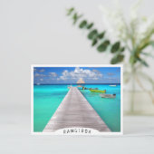 Jetty mit Booten in einer tropischen Lagune Postkarte (Stehend Vorderseite)