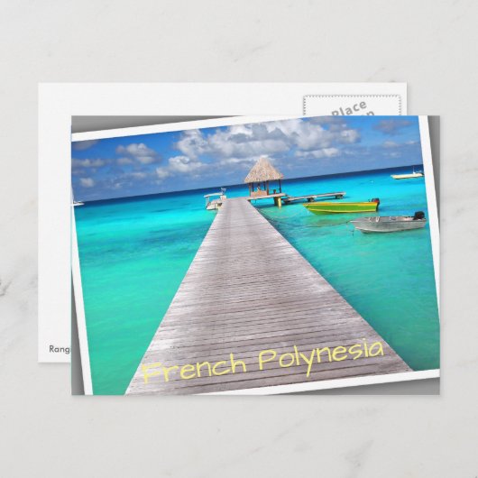 Jetty mit Booten in einer tropischen Lagune Postkarte (Vorne/Hinten)