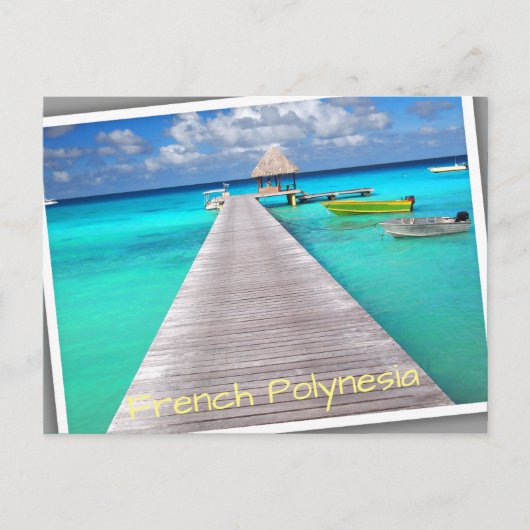 Jetty mit Booten in einer tropischen Lagune Postkarte (Vorderseite)