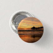 Jetty Over Ocean Beach Sunset Button (Vorne & Hinten)