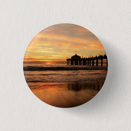 Jetty Over Ocean Beach Sunset Button (Vorderseite)