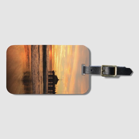 Jetty Over Ocean Beach Sunset Gepäckanhänger (Vorderseite (Horizontal))