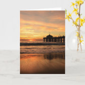 Jetty Over Ocean Beach Sunset Karte (Gelbe Blume)