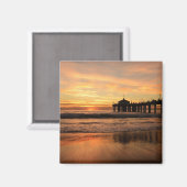 Jetty Over Ocean Beach Sunset Magnet (Vorderseite/Rückseite)