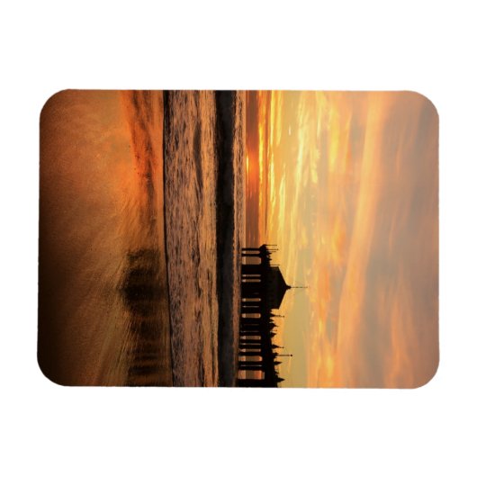 Jetty Over Ocean Beach Sunset Magnet (Horizontal)