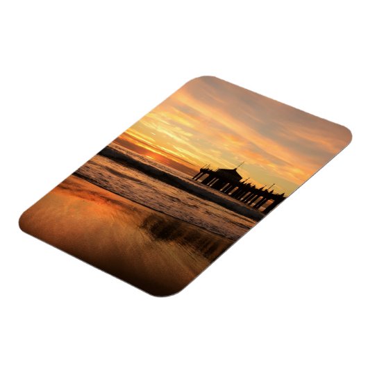 Jetty Over Ocean Beach Sunset Magnet (Linke Seite)