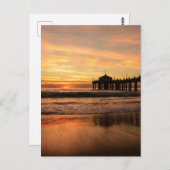 Jetty Over Ocean Beach Sunset Postkarte (Vorne/Hinten)