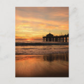 Jetty Over Ocean Beach Sunset Postkarte (Vorderseite)