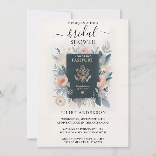Jetzt Adventure Passport Boarding Pass Brautparty Einladung (Vorderseite)