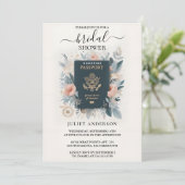 Jetzt Adventure Passport Boarding Pass Brautparty Einladung (Stehend Vorderseite)