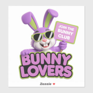 Jetzt anmelden! Bunny Lovers Club Vergnügen und Ge Aufkleber