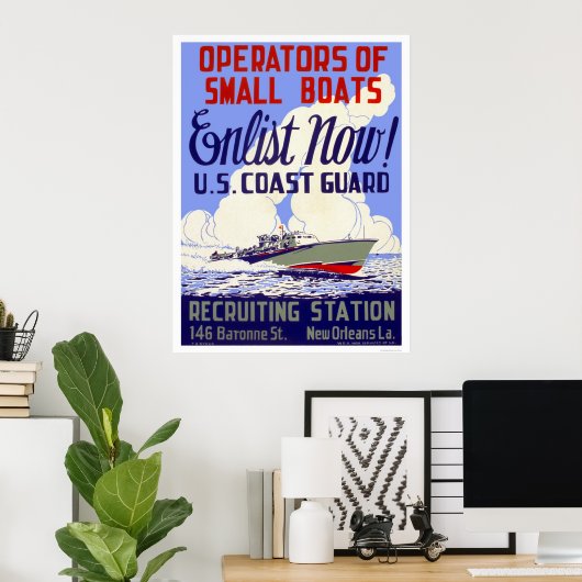 Jetzt anmelden! US-Küstenwache - WPA Poster (Heimbüro)