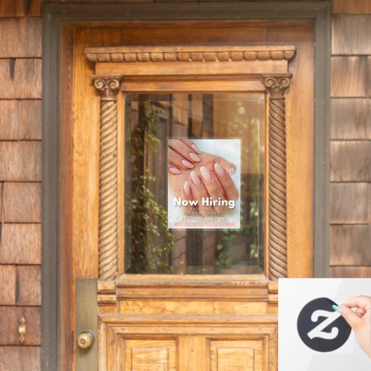 Jetzt anpassen Nagelstudio-Techniker Rosa Fensteraufkleber (Haustür)