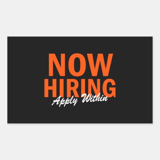 Jetzt anstellend treffen Sie innen zu Rechteckiger Aufkleber (Vorderseite)