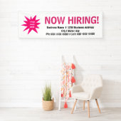 Jetzt anstellendes rosa weißes Logofahnenzeichen Banner (Insitu)