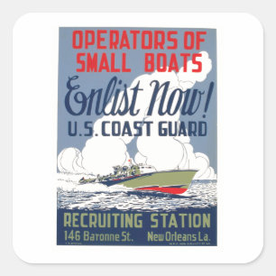 Jetzt anwerben! U.S. Coast Guard Quadratischer Aufkleber
