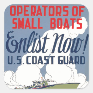Jetzt anwerben! U.S. Coast Guard Quadratischer Aufkleber
