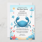Jetzt Beach Ocean Catch Navy Blue Crab Baby Dusche Einladung (Vorderseite)