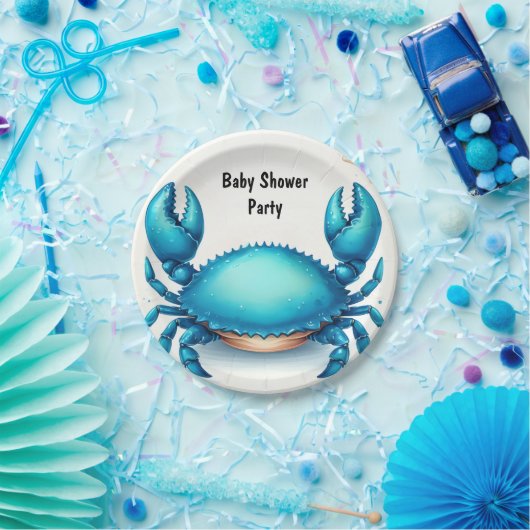 Jetzt Beach Ocean Catch Navy Blue Crab Baby Dusche Pappteller (Party)
