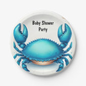 Jetzt Beach Ocean Catch Navy Blue Crab Baby Dusche Pappteller (Vorderseite)