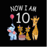 Jetzt bin ich 10 Jahre alt 10. Geburtstag im Zoo Freistehende Fotoskulptur<br><div class="desc">Alles Gute zum 10. Geburtstag. Ein wunderschönes Design mit einem niedlichen Elefanten,  zwei Frettchen und einer Giraffe zum Geburtstag im Zoo.</div>