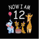 Jetzt bin ich 12 Jahre alt 12. Geburtstag im Zoo Freistehende Fotoskulptur<br><div class="desc">Alles Gute zum 12. Geburtstag. Ein wunderschönes Design mit einem niedlichen Elefanten,  zwei Frettchen und einer Giraffe zum Geburtstag im Zoo.</div>
