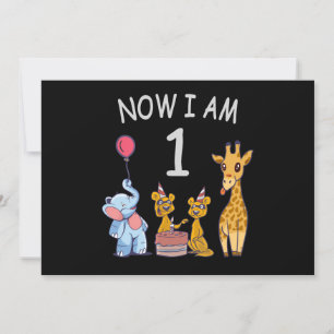 Jetzt bin ich 1 Jahr alt 1. Geburtstag im Zoo Baby Einladung