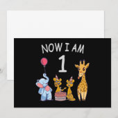 Jetzt bin ich 1 Jahr alt 1. Geburtstag im Zoo Baby Einladung (Vorne/Hinten)