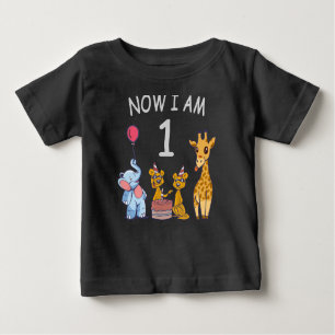 Jetzt bin ich 1 Jahr alt 1. Geburtstag im Zoo Baby T-shirt