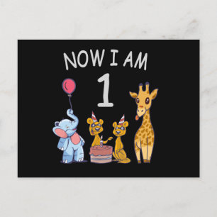 Jetzt bin ich 1 Jahr alt 1. Geburtstag im Zoo Postkarte