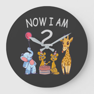 Jetzt bin ich 2 Jahre alt 2. Geburtstag im Zoo Große Wanduhr