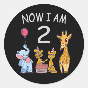 Jetzt bin ich 2 Jahre alt 2. Geburtstag in der Zoo Runder Aufkleber